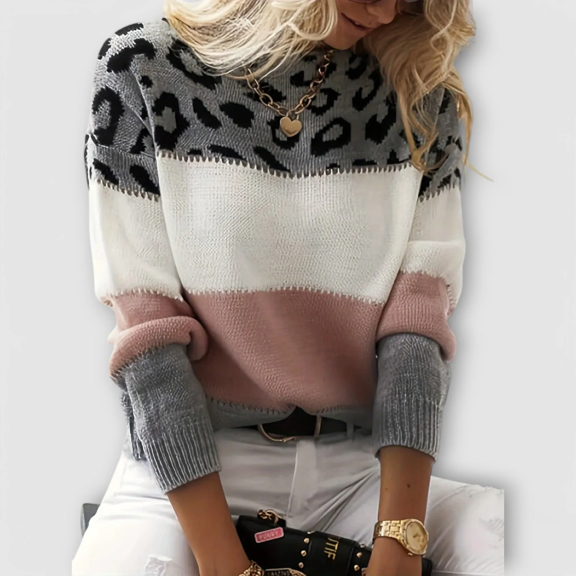 Ivy Leopard Accent Sweater