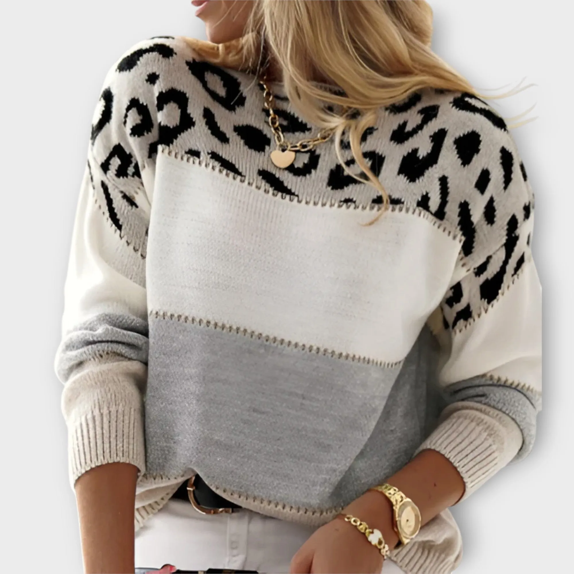 Ivy Leopard Accent Sweater