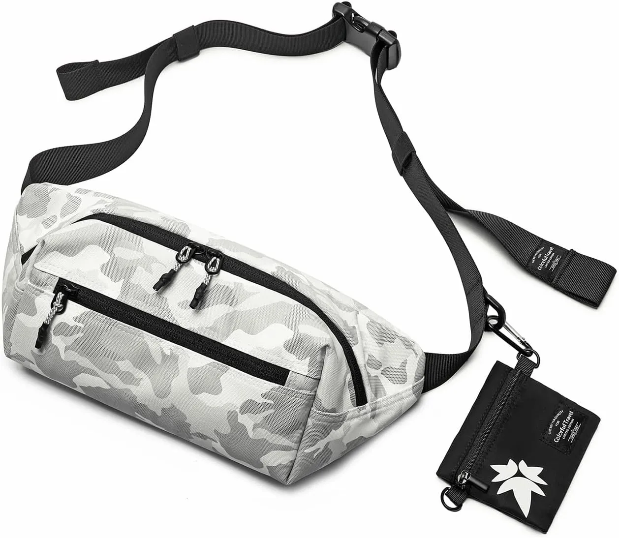 Kalesi Large Crossbody Fanny Pack with Zipper Pockets for Women & Men, Water Resistant Waist Bag for Travel Running Hiking Sports Workout, Easy Carry Any Phone Bumbag