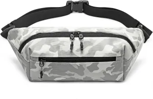 Kalesi Large Crossbody Fanny Pack with Zipper Pockets for Women & Men, Water Resistant Waist Bag for Travel Running Hiking Sports Workout, Easy Carry Any Phone Bumbag