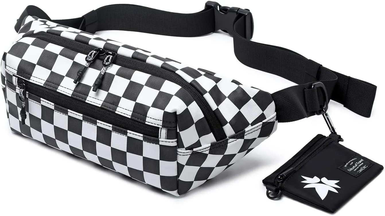Kalesi Large Crossbody Fanny Pack with Zipper Pockets for Women & Men, Water Resistant Waist Bag for Travel Running Hiking Sports Workout, Easy Carry Any Phone Bumbag