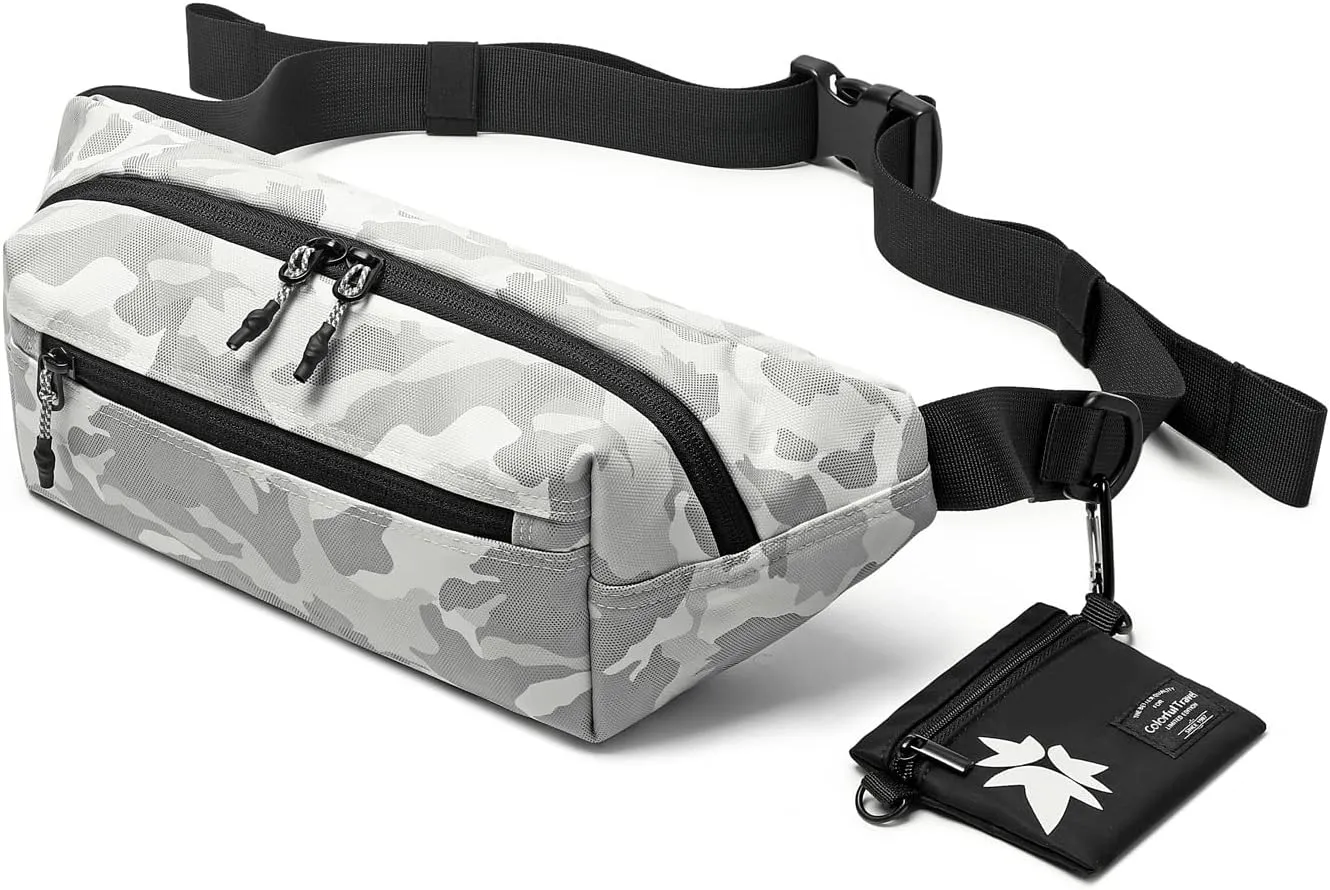 Kalesi Large Crossbody Fanny Pack with Zipper Pockets for Women & Men, Water Resistant Waist Bag for Travel Running Hiking Sports Workout, Easy Carry Any Phone Bumbag