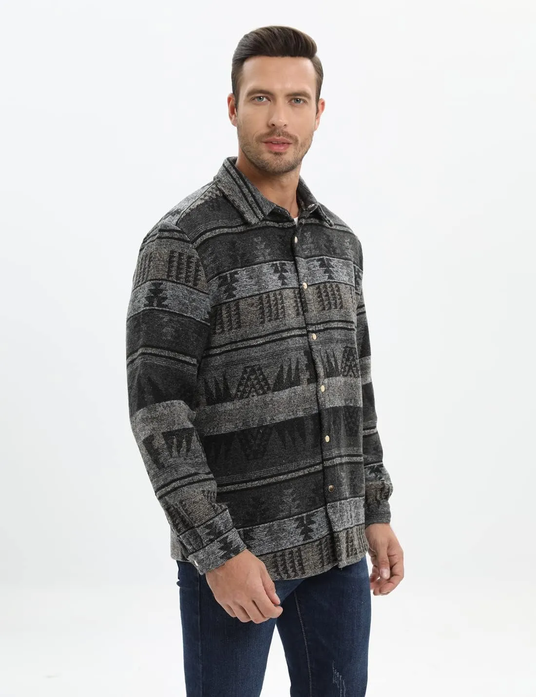 Locachy Men's Casual Cotton Plaid Shirts Long Sleeve Button-Down Flannel Overshirt Jacket