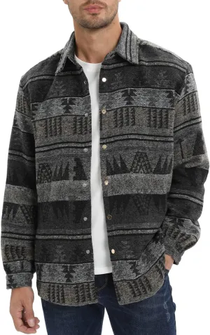 Locachy Men's Casual Cotton Plaid Shirts Long Sleeve Button-Down Flannel Overshirt Jacket
