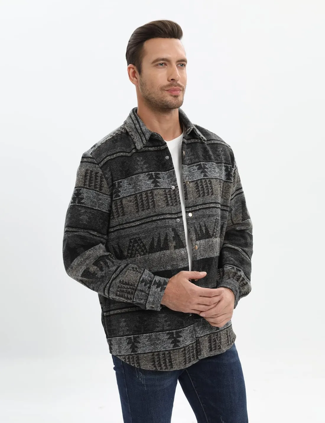 Locachy Men's Casual Cotton Plaid Shirts Long Sleeve Button-Down Flannel Overshirt Jacket