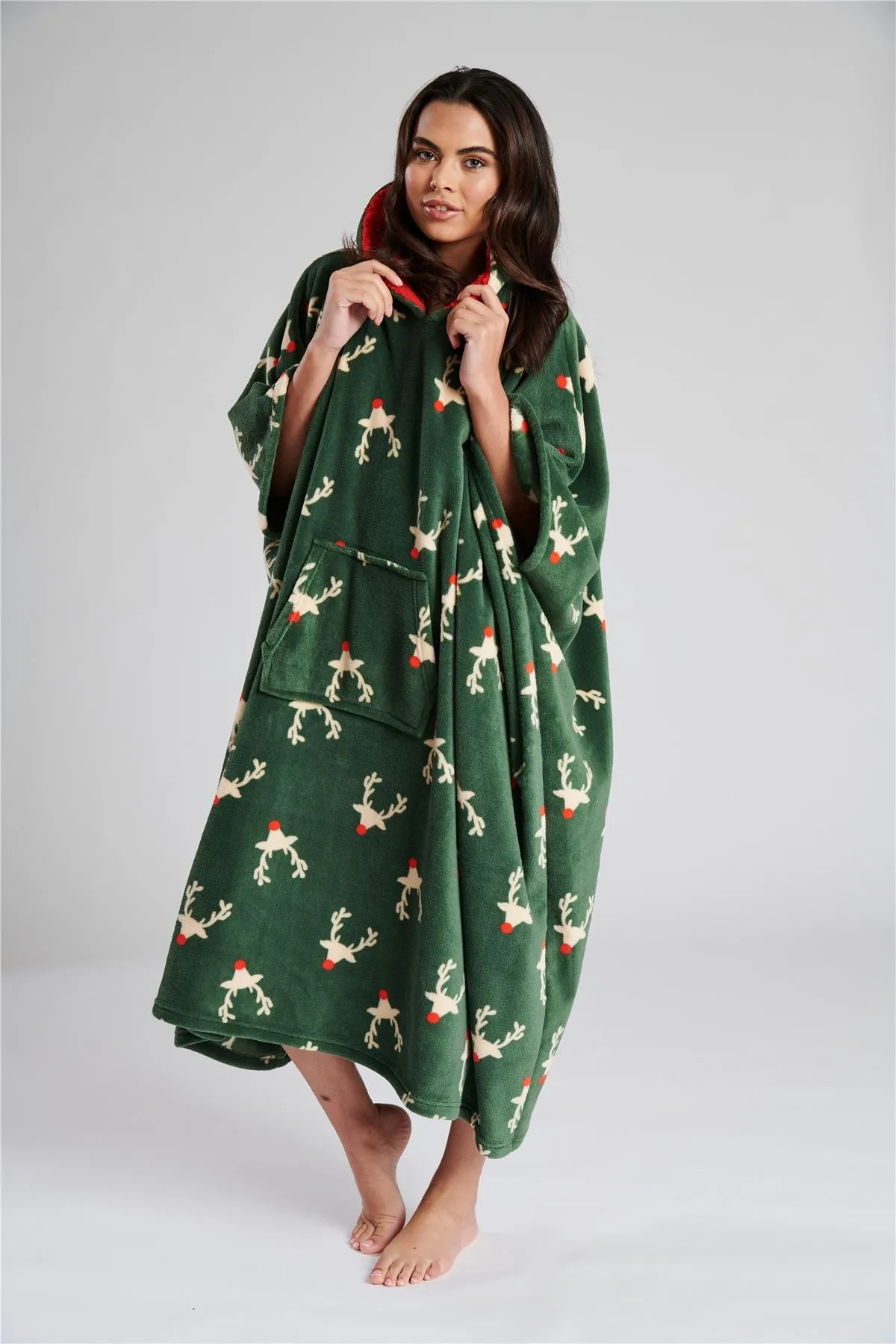 Loungeable Adults Forest Reindeer Hooded Long Poncho
