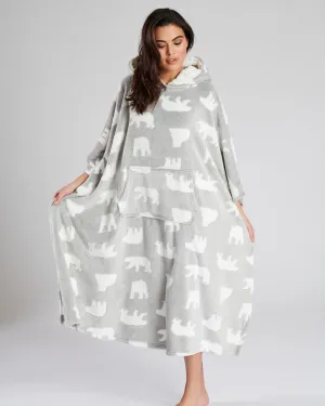 Loungeable Adults Polar Bear Fleece Hooded Long Poncho
