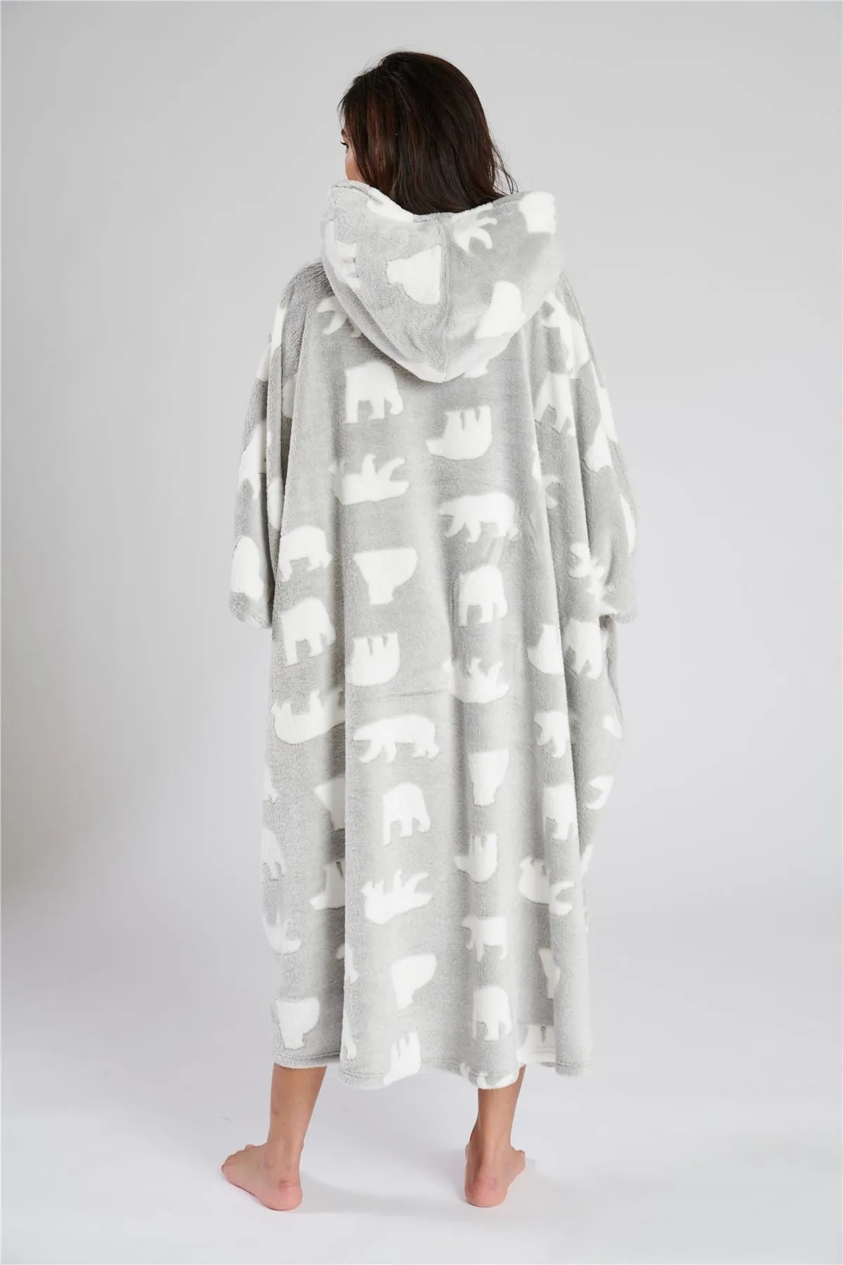 Loungeable Adults Polar Bear Fleece Hooded Long Poncho
