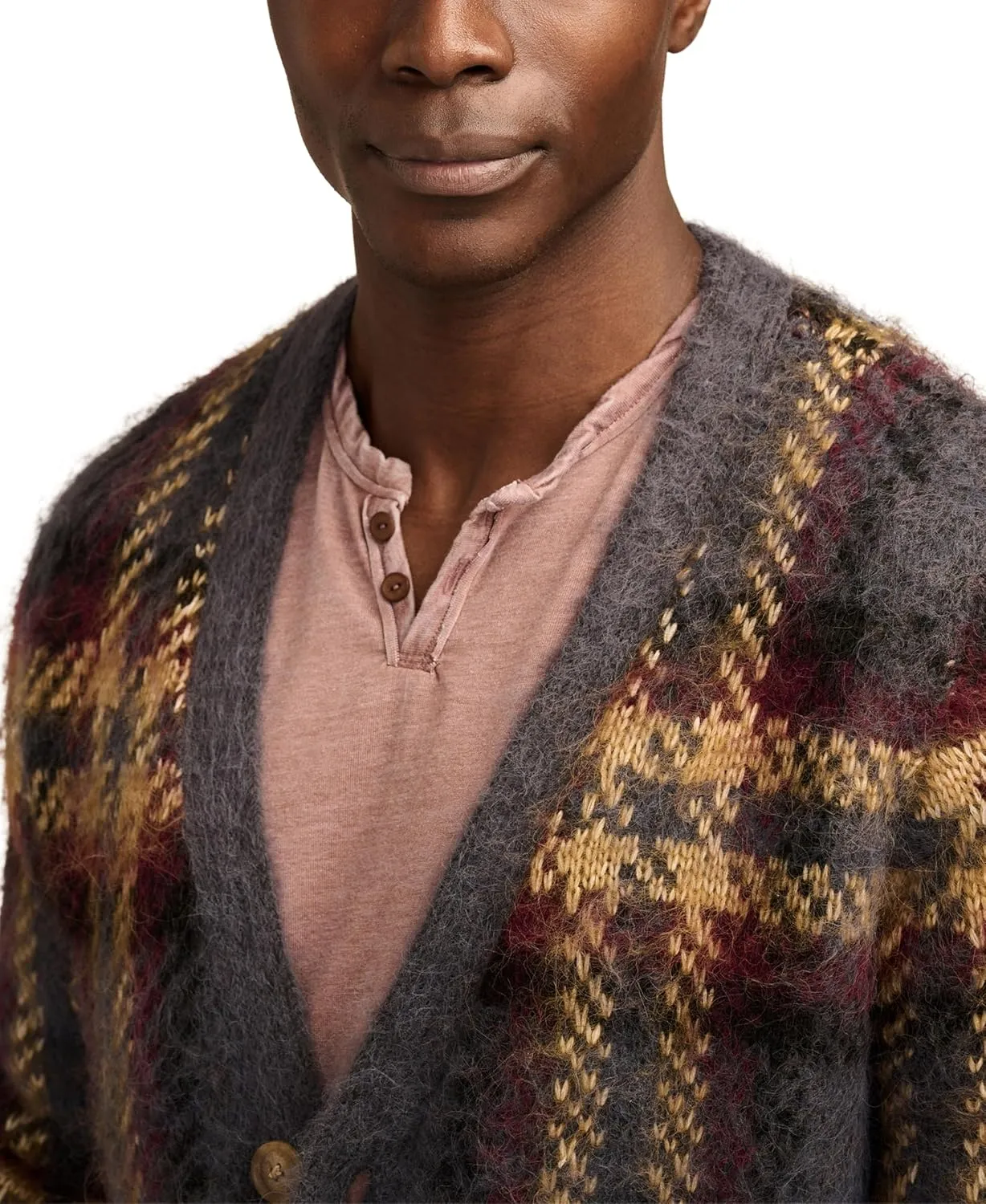 Lucky Brand Men's Jacquard Brushed Cardigan