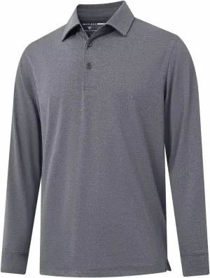 M MAELREG Golf Shirts for Men Dry Fit Performance Moisture Wicking Casual Heather Collared Long Sleeve Polo Shirts for Men