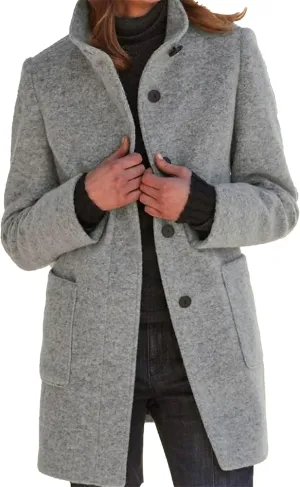 Maiyifu-GJ Womens Elegant Single Breasted Wool Trench Coat Casual Stand Collar Slim Fit Jacket Fall Long Sleeve Cardigan
