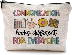 Makeup Bag for Women - Speech Therapist & SLP Gifts, Communication Looks Different for Everyone Cosmetic Bag for Purse
