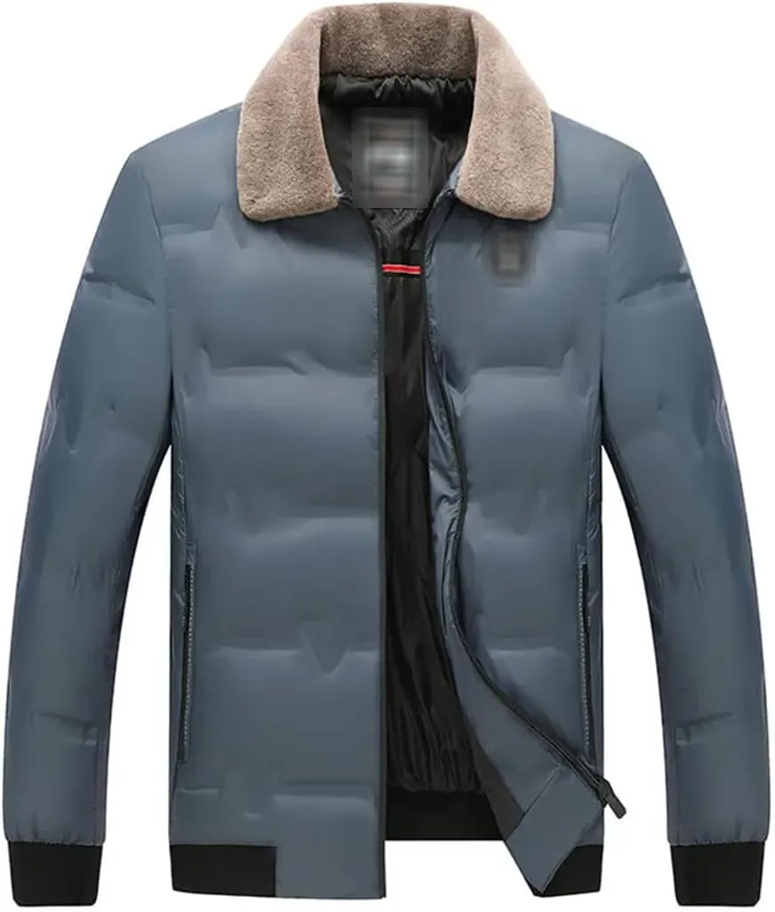 Men's Jacket Winter Thickened Windbreaker Coat Warm Faux Fur Collar Korean Cotton Padded Parkas
