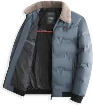 Men's Jacket Winter Thickened Windbreaker Coat Warm Faux Fur Collar Korean Cotton Padded Parkas