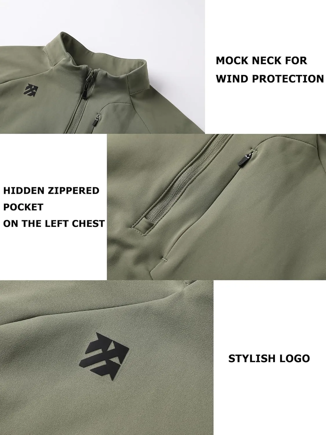 Mens Quarter Zip Pullover Lightweight Moisture Wicking Quick Dry Hiking Workout Running Golf Shirts for Men