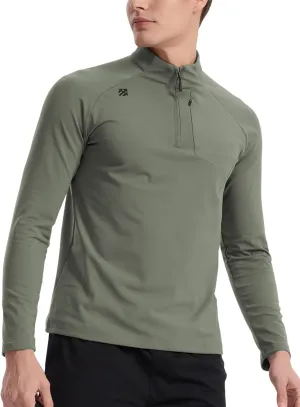 Mens Quarter Zip Pullover Lightweight Moisture Wicking Quick Dry Hiking Workout Running Golf Shirts for Men