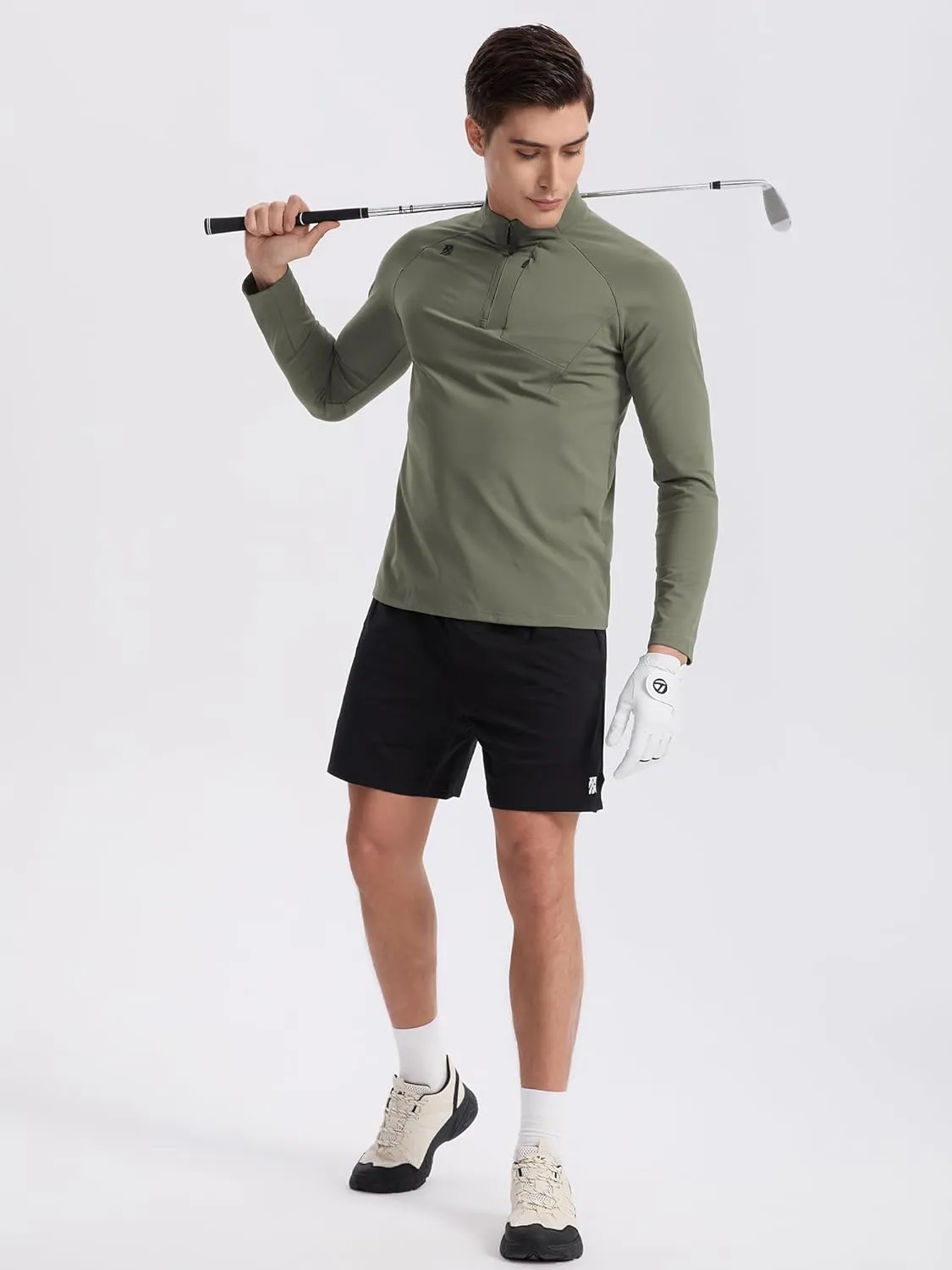 Mens Quarter Zip Pullover Lightweight Moisture Wicking Quick Dry Hiking Workout Running Golf Shirts for Men
