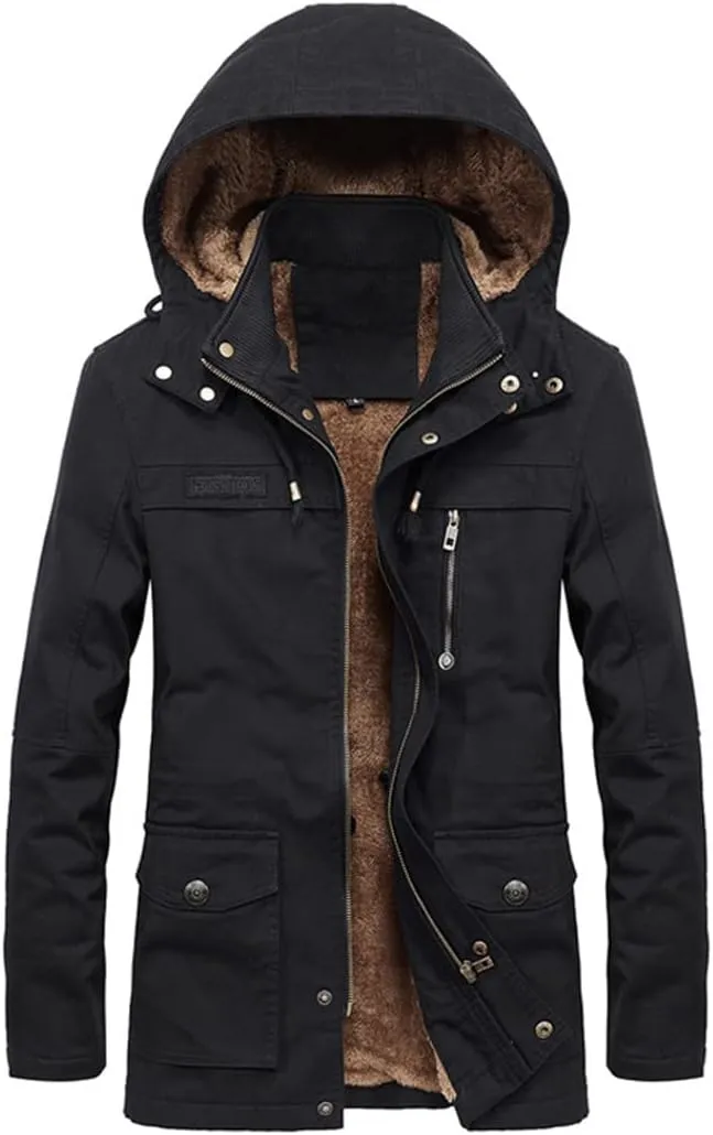 Military Thick Warm Men Jacket Winter Parkas Casual Cotton Padded Multi-Pocket Fur Hooded Coat