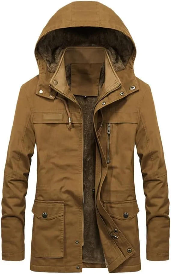 Military Thick Warm Men Jacket Winter Parkas Casual Cotton Padded Multi-Pocket Fur Hooded Coat
