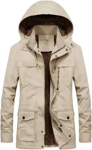 Military Thick Warm Men Jacket Winter Parkas Casual Cotton Padded Multi-Pocket Fur Hooded Coat