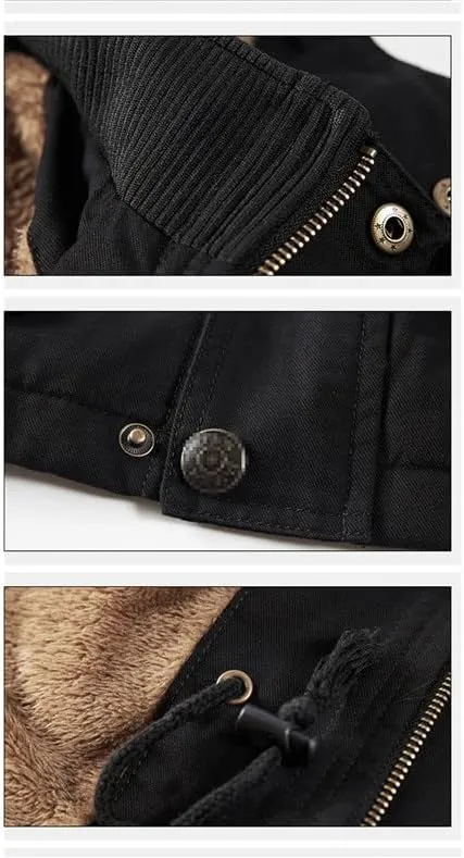 Military Thick Warm Men Jacket Winter Parkas Casual Cotton Padded Multi-Pocket Fur Hooded Coat