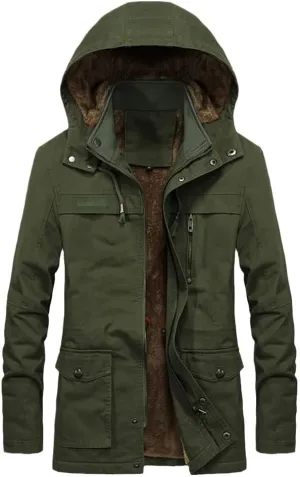 Military Thick Warm Men Jacket Winter Parkas Casual Cotton Padded Multi-Pocket Fur Hooded Coat
