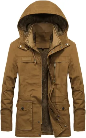 Military Thick Warm Men Jacket Winter Parkas Casual Cotton Padded Multi-Pocket Fur Hooded Coat