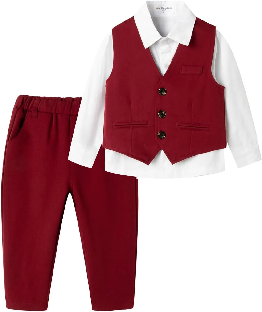 Mud Kingdom Boys Suits for Weddings White Shirts, Vests and Pants Clothes Sets