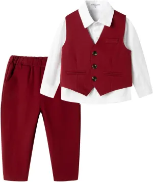 Mud Kingdom Boys Suits for Weddings White Shirts, Vests and Pants Clothes Sets