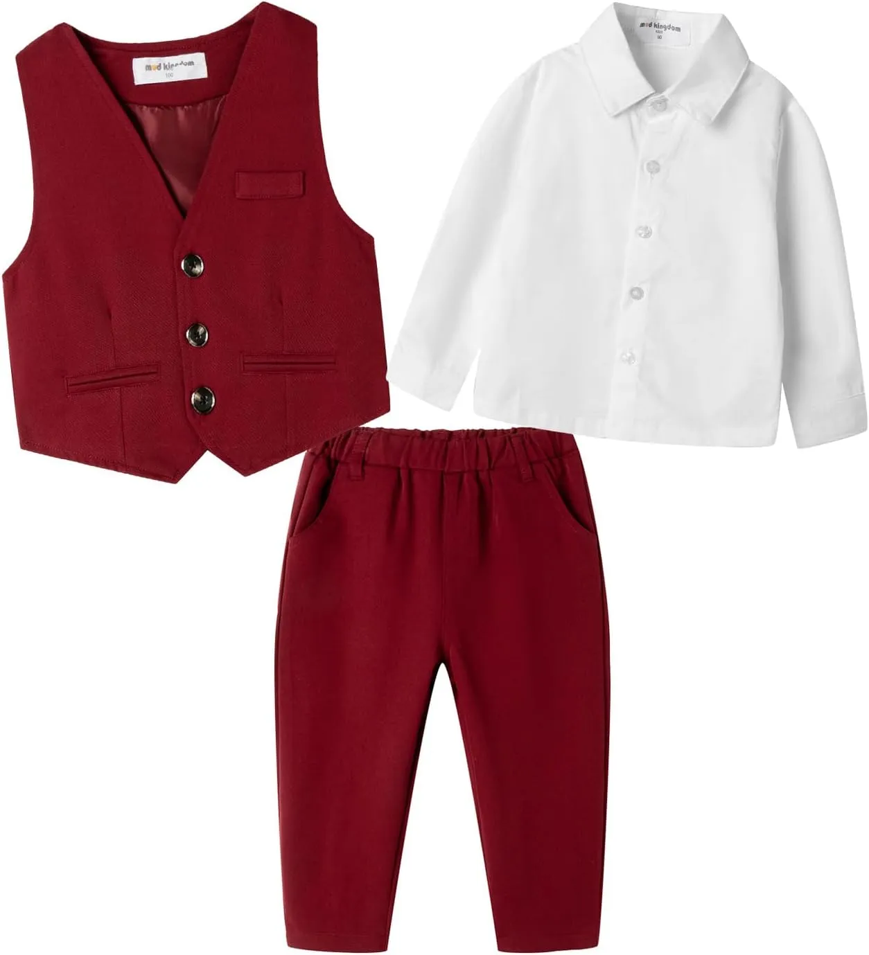Mud Kingdom Boys Suits for Weddings White Shirts, Vests and Pants Clothes Sets