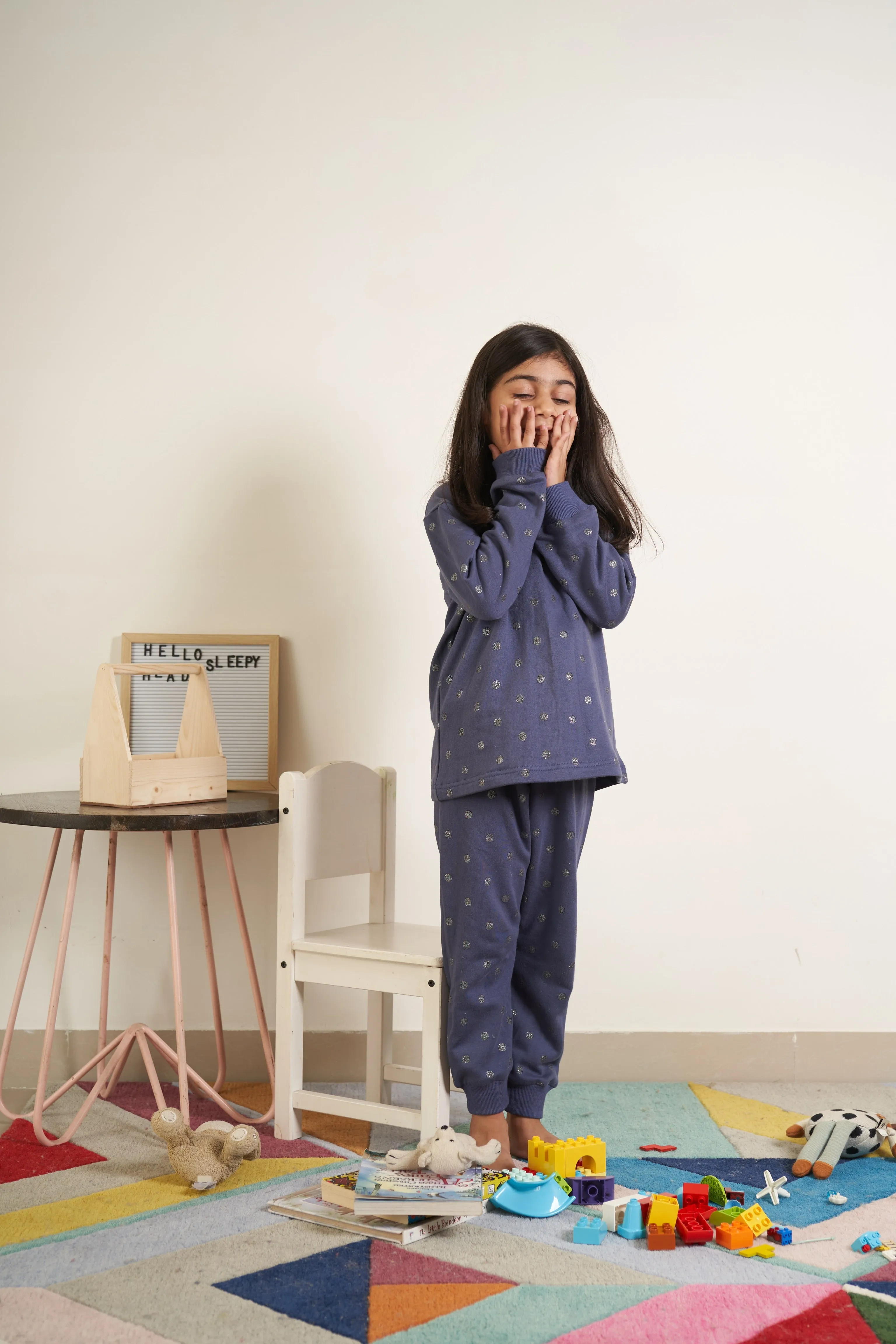 Navy tracksuit with all over glitter dots