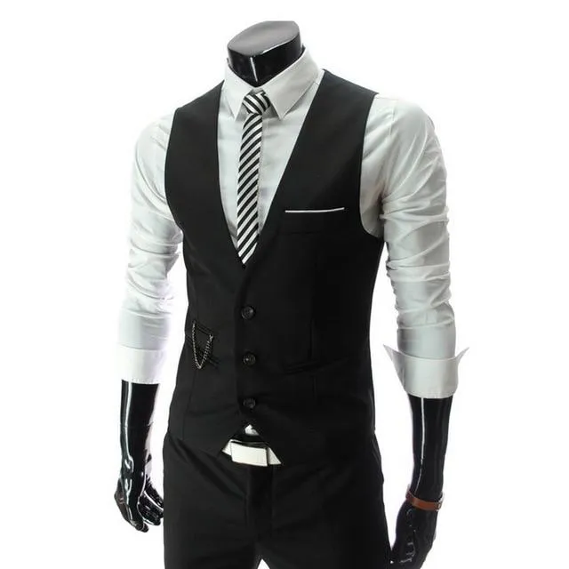 New Spring Formal Vest Men Slim Fit Mens Vest Casual Male