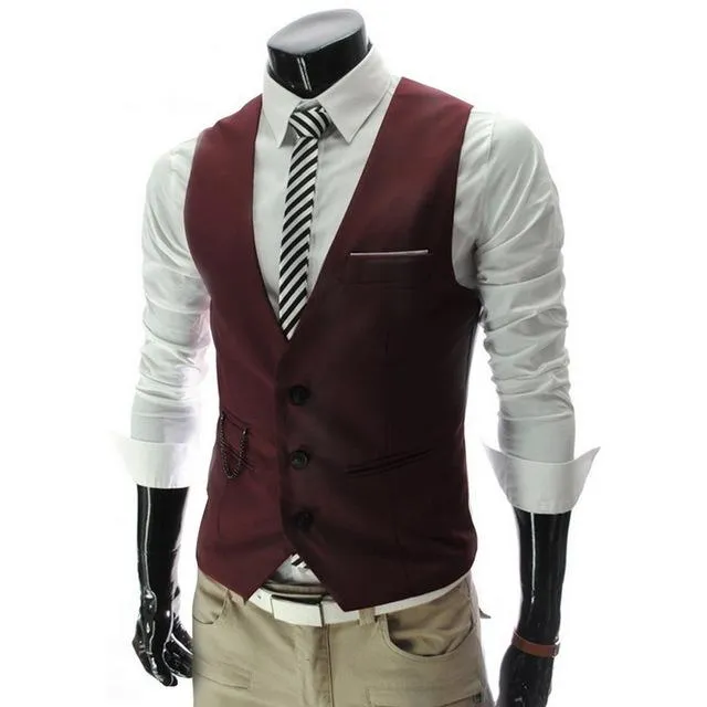 New Spring Formal Vest Men Slim Fit Mens Vest Casual Male