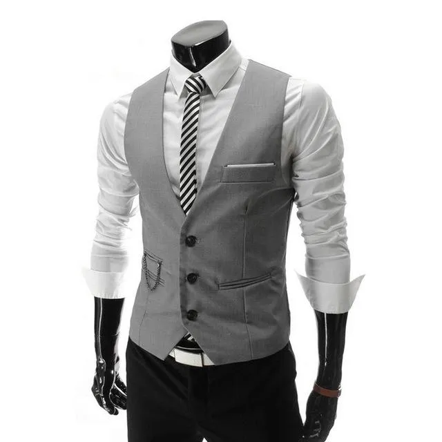 New Spring Formal Vest Men Slim Fit Mens Vest Casual Male