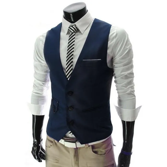 New Spring Formal Vest Men Slim Fit Mens Vest Casual Male