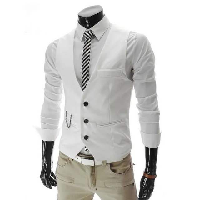 New Spring Formal Vest Men Slim Fit Mens Vest Casual Male