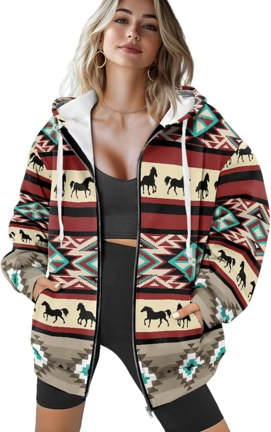 Oversized Hoodies for Women Zip-Up Front Hooded Sweatshirt Comfy Sweater Fall Clothes Activewear Jacket, XS-XL