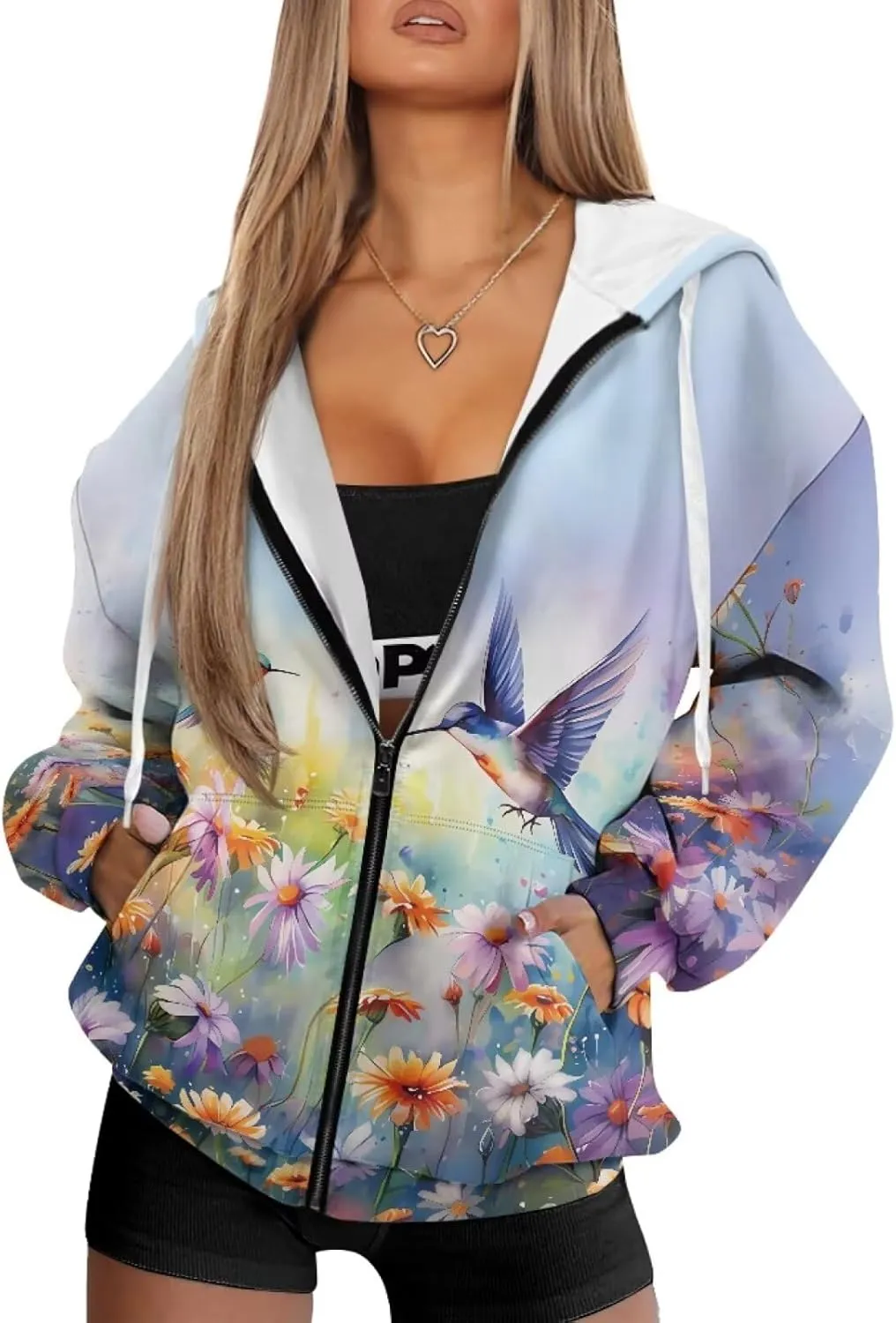 Oversized Hoodies for Women Zip-Up Front Hooded Sweatshirt Comfy Sweater Fall Clothes Activewear Jacket, XS-XL