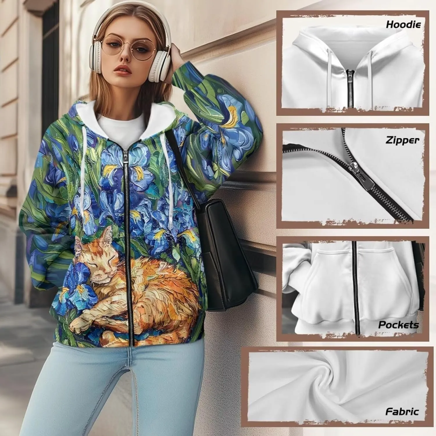 Oversized Hoodies for Women Zip-Up Front Hooded Sweatshirt Comfy Sweater Fall Clothes Activewear Jacket, XS-XL