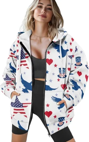 Oversized Hoodies for Women Zip-Up Front Hooded Sweatshirt Comfy Sweater Fall Clothes Activewear Jacket, XS-XL