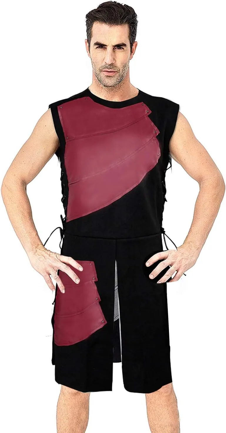 Pexlaxy Men's Medieval Sleeveless Waistcoats Costume Renaissance Victorian Waistcoats Vests