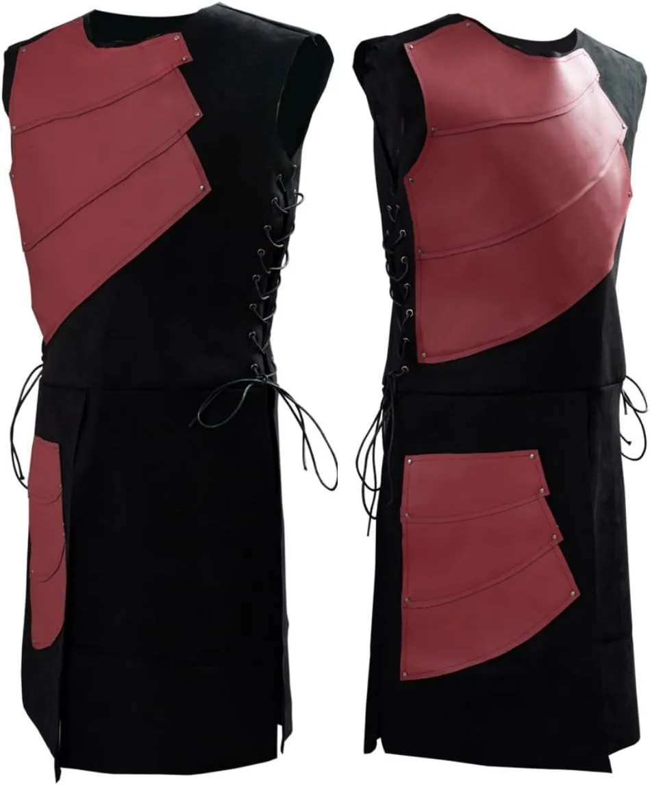 Pexlaxy Men's Medieval Sleeveless Waistcoats Costume Renaissance Victorian Waistcoats Vests