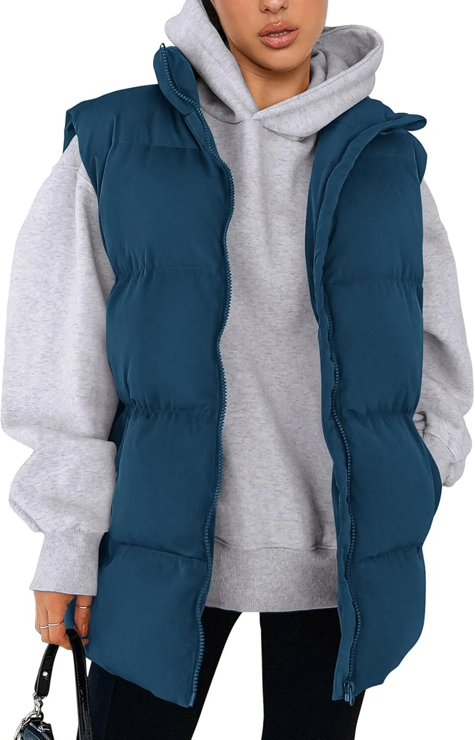PRETTYGARDEN Women's Puffer Jacket Vests Casual Sleeveless Stand Collar Zip Up Coats Warm Winter Outerwear