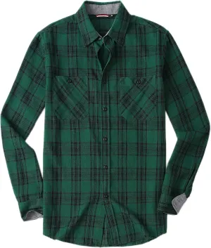 SAMERM Mens Button Down Shirts 4-Way Stretch Wrinkle Free Long Sleeve Print Plaid Business Dress Shirt