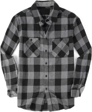 SAMERM Mens Button Down Shirts 4-Way Stretch Wrinkle Free Long Sleeve Print Plaid Business Dress Shirt