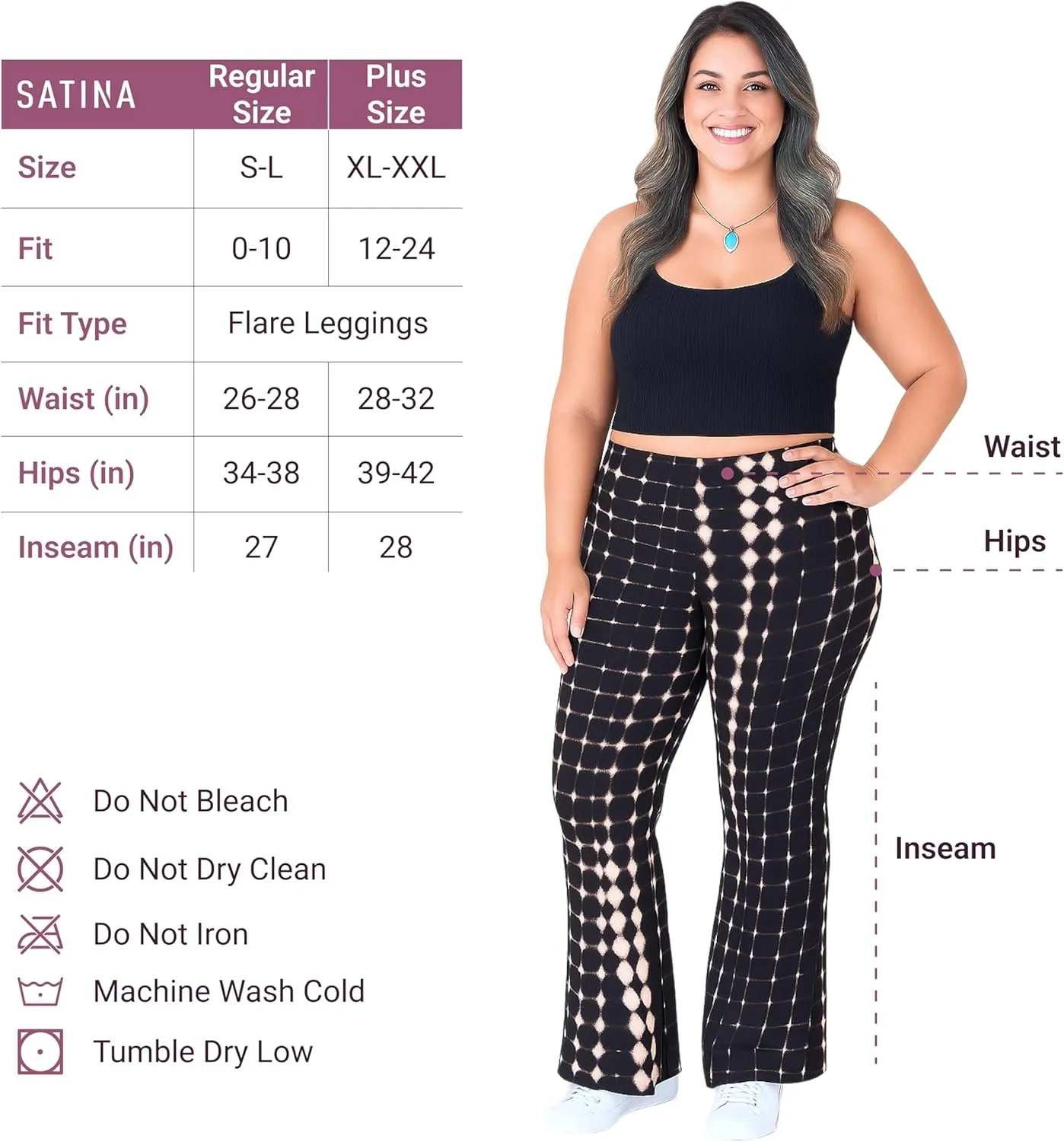 SATINA High Waisted Flare Leggings for Women - Yoga Pants for Women - Buttery Soft Bell Bottom Palazzo - Versatile Sizing
