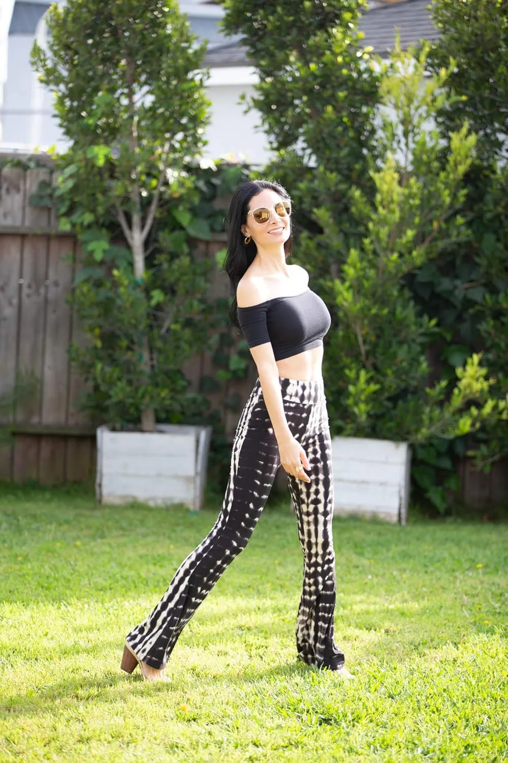 SATINA High Waisted Flare Leggings for Women - Yoga Pants for Women - Buttery Soft Bell Bottom Palazzo - Versatile Sizing