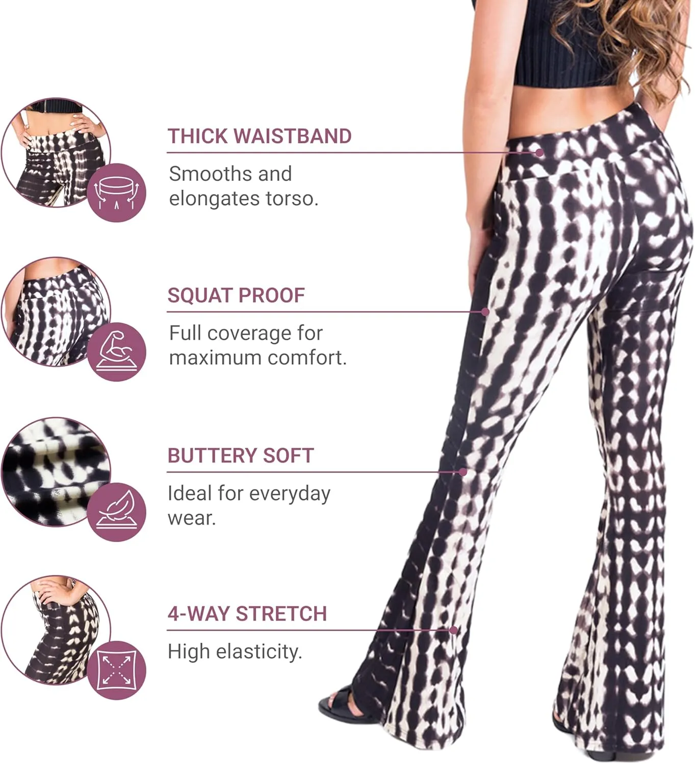 SATINA High Waisted Flare Leggings for Women - Yoga Pants for Women - Buttery Soft Bell Bottom Palazzo - Versatile Sizing