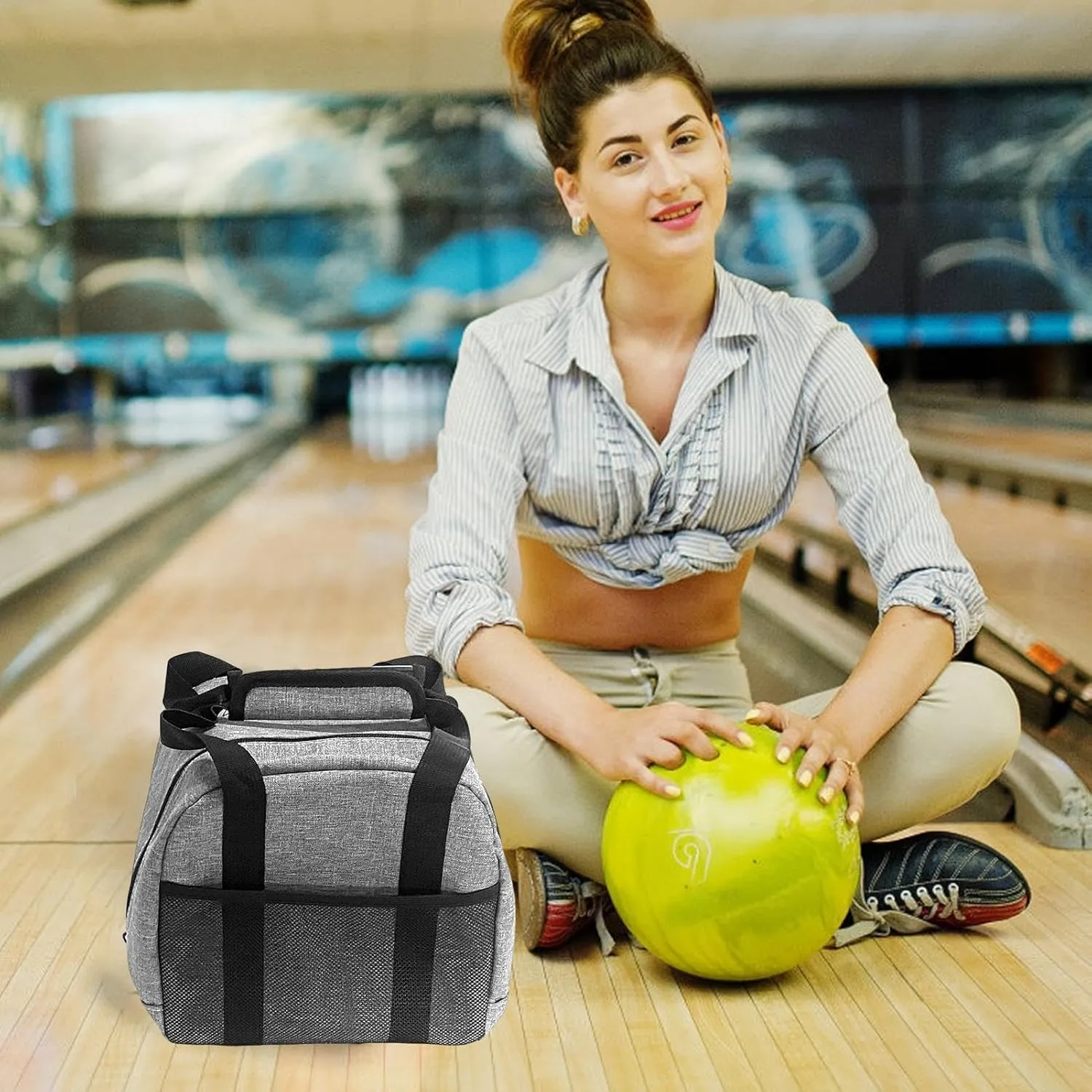 Single Bowling Tote Bag Bowling Bag for Single Easy Carry Bowling Tote Bags with Padded Holder Holds Single Bowling and Small