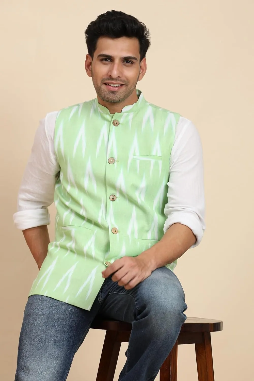 SKAVIJ Men's Casual Nehru Jacket Business Vests Lightweight Waistcoat Slim Fit Suit Vest
